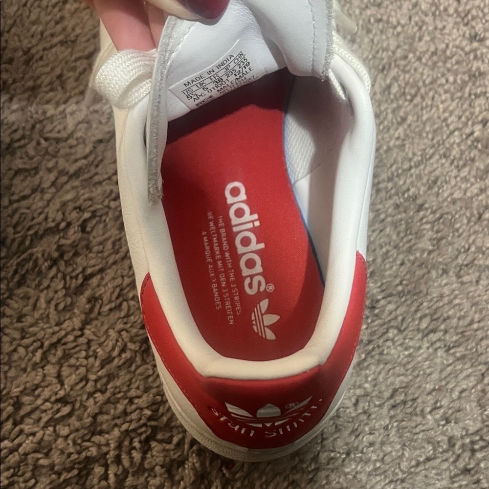 Adidas white and red Stan Smith Sneakers - Picture 3 of 10